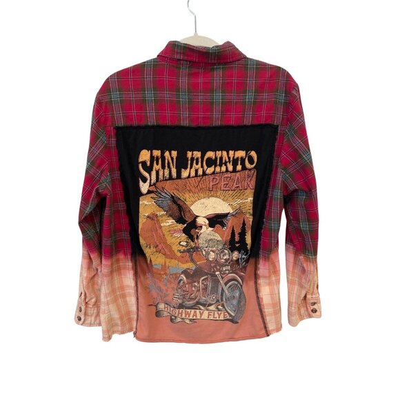La La Land San Jacinto Flannel Shirt Size Small Plaid Button Front Ombre Western - Picture 2 of 9